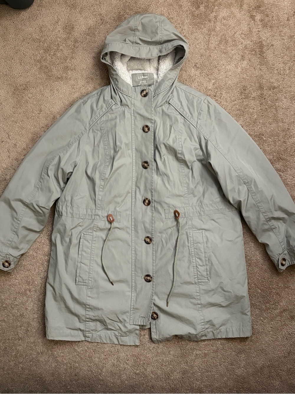 L. L. Bean Removable Fleece Parka 1X-Reg Womens Thermal Long Hooded Jacket